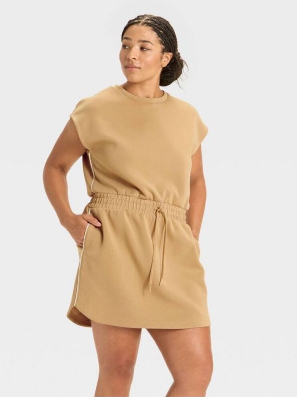 all in motion Beige Sleeveless Drawstring Dress
